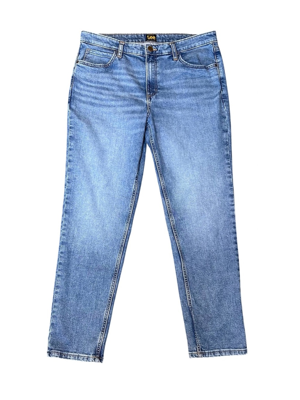 Lee Womens Jeans high Rise Sz 16 blue denim stretch Straight Leg pants #305